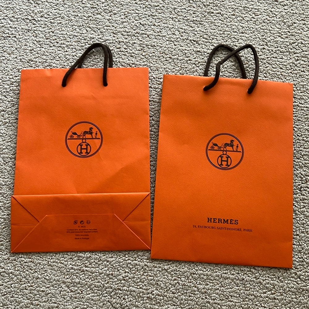 Set of 2 - Hermes shopping bag (8.25in x 11.5in)